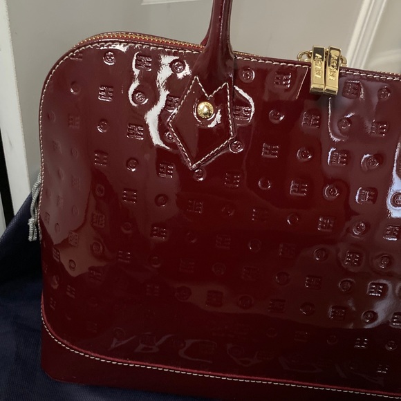Arcadia polo red patent leather Italian satchel bag - Picture 3 of 13
